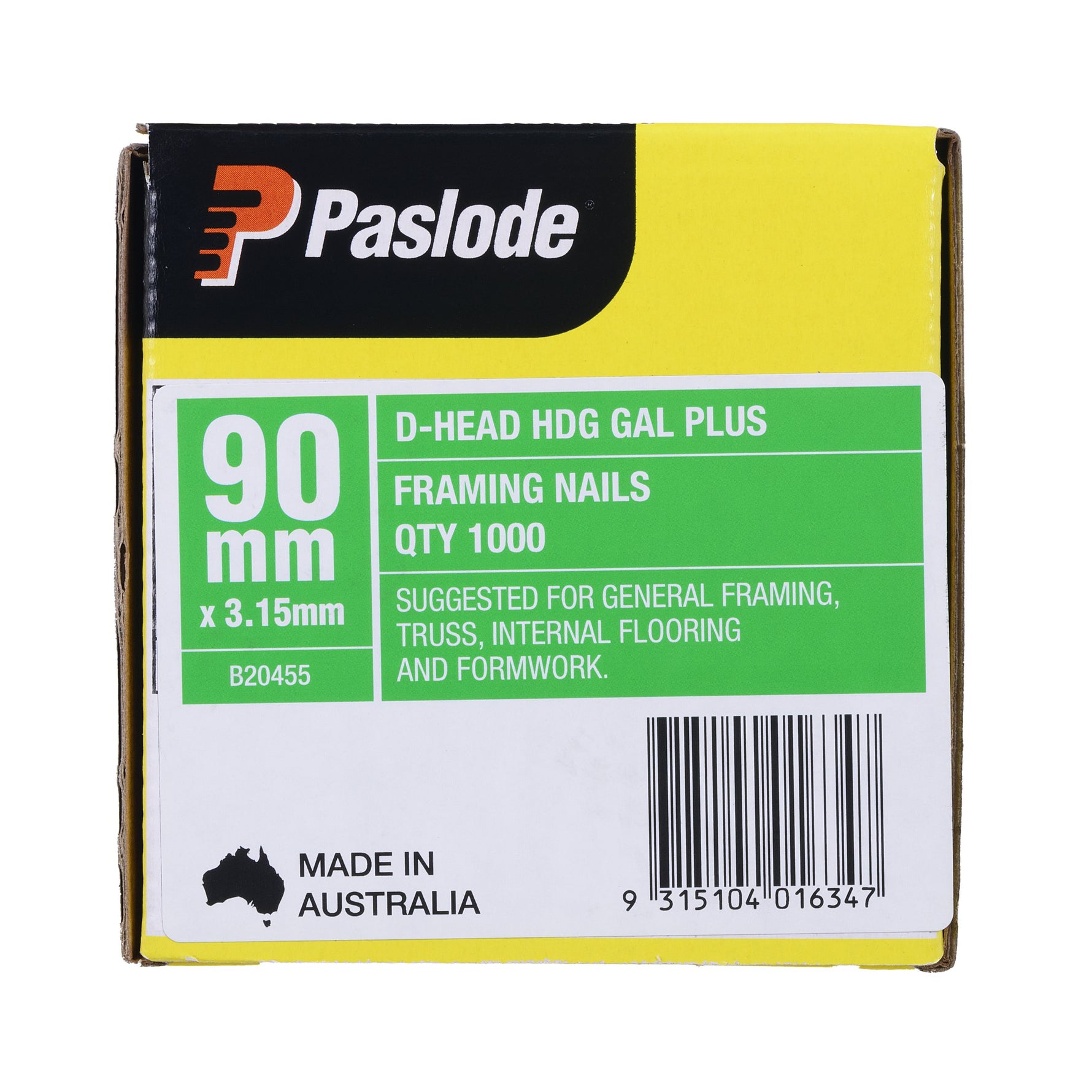 Paslode 90mm x 3.15mm Hdg D Head Framing 1000 Pack B20455