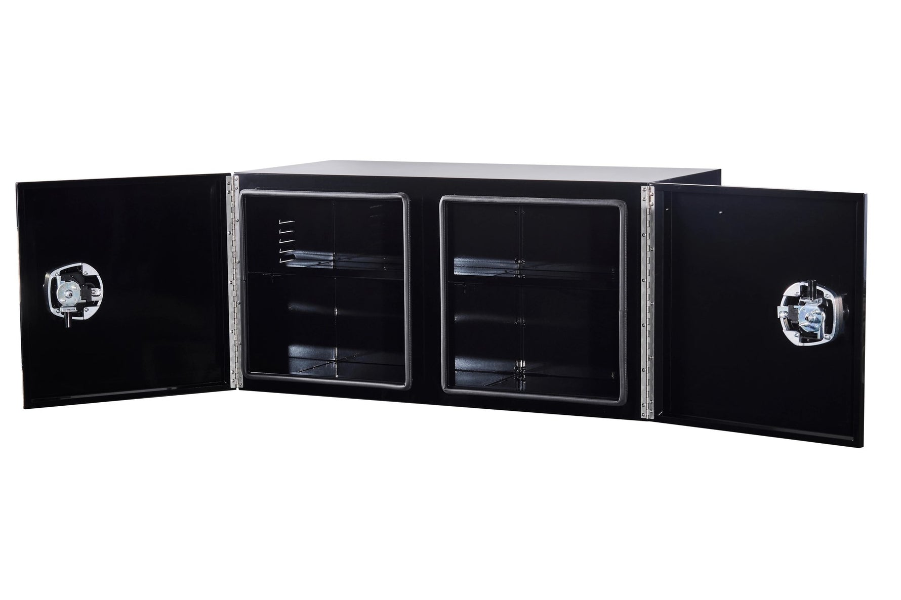 KA Boxes Truck Box - Double Door - 2 Shelves - Black