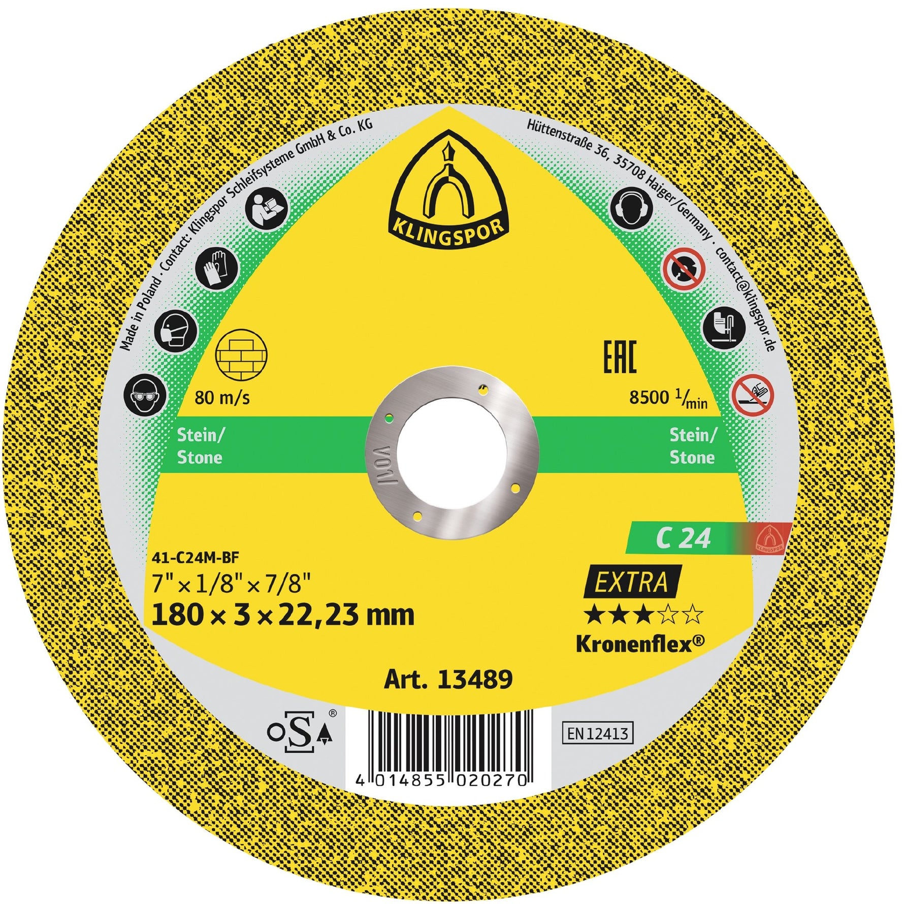 Klingspor 242143 C24 Ex 115mm x2.5mm x22.23mm flat cutting-off wheel