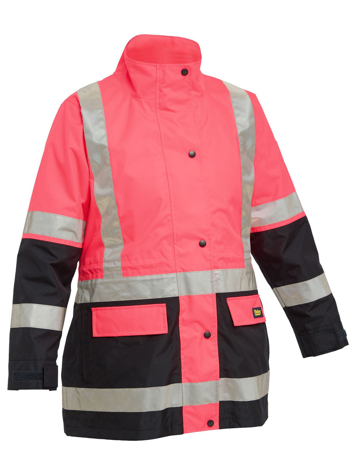 Bisley Workwear BKL6975 Women's Pink/Navy 22 Taped Hi Vis 5 In 1 Rain Jacket BKL6975_TT2122