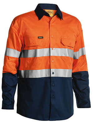 Bisley Workwear BS6896 Orange/navy 6XL Mns Bw Shr Ls Cool Tape