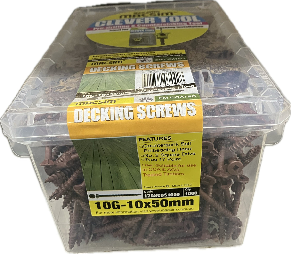 Decking Screw 10Gx50mm T25 Color Coated (Black)