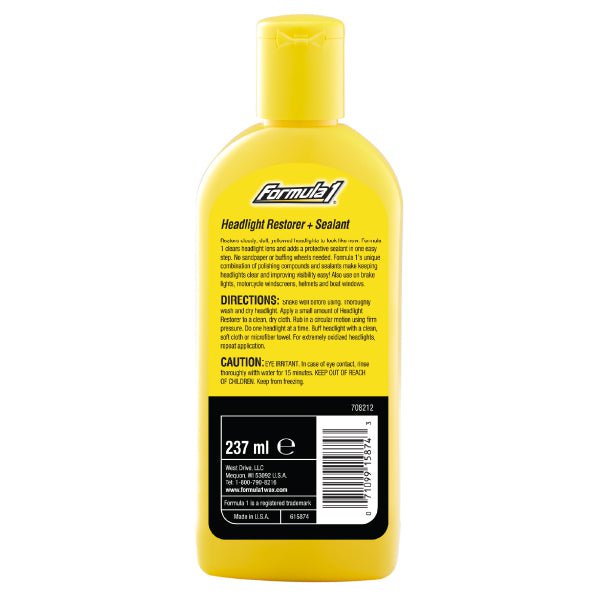 F1 Headlight Restorer & Sealant - 237 Ml