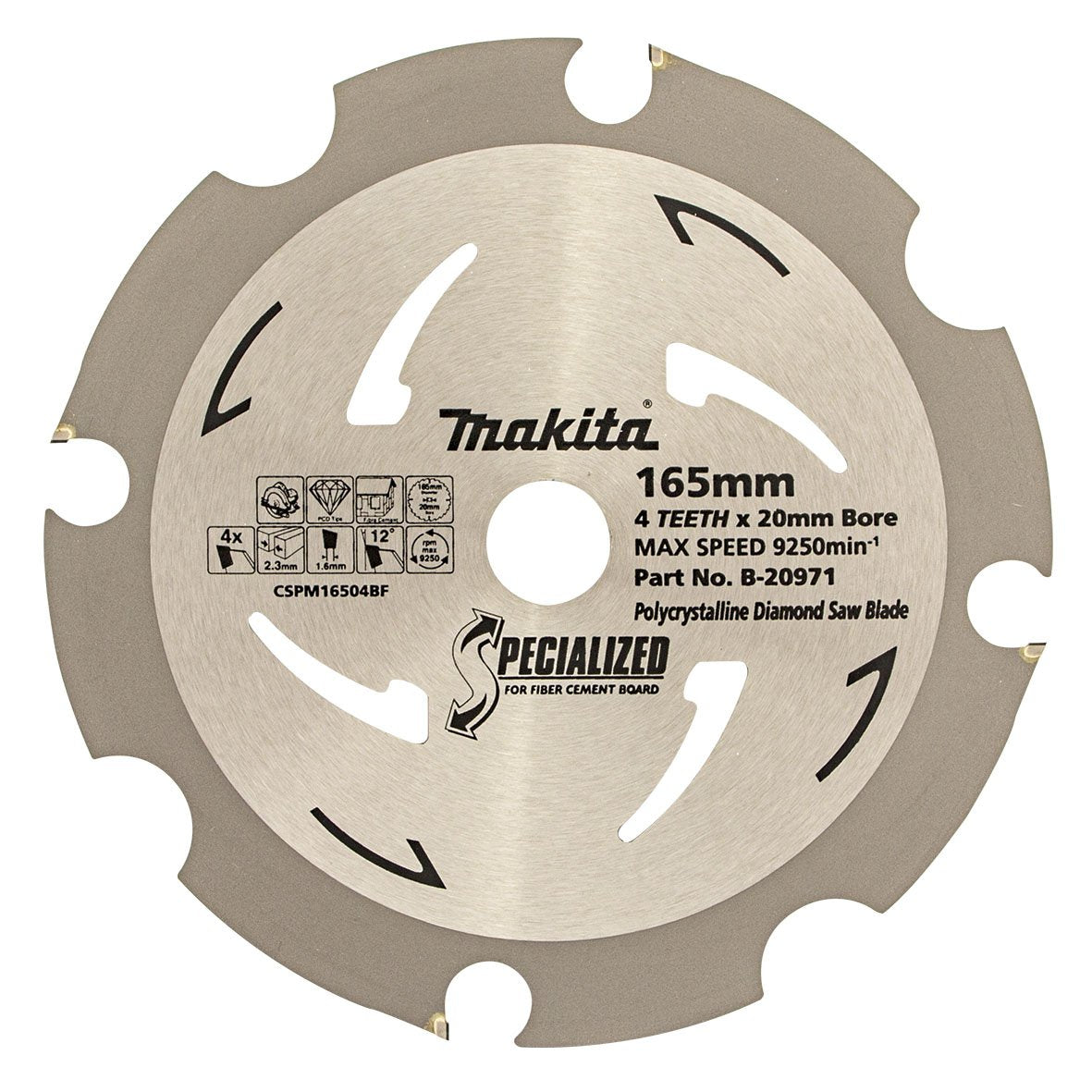 Makita Pcd Fibre Cement Saw Blade 165mm X 20mm X 4T B-20971