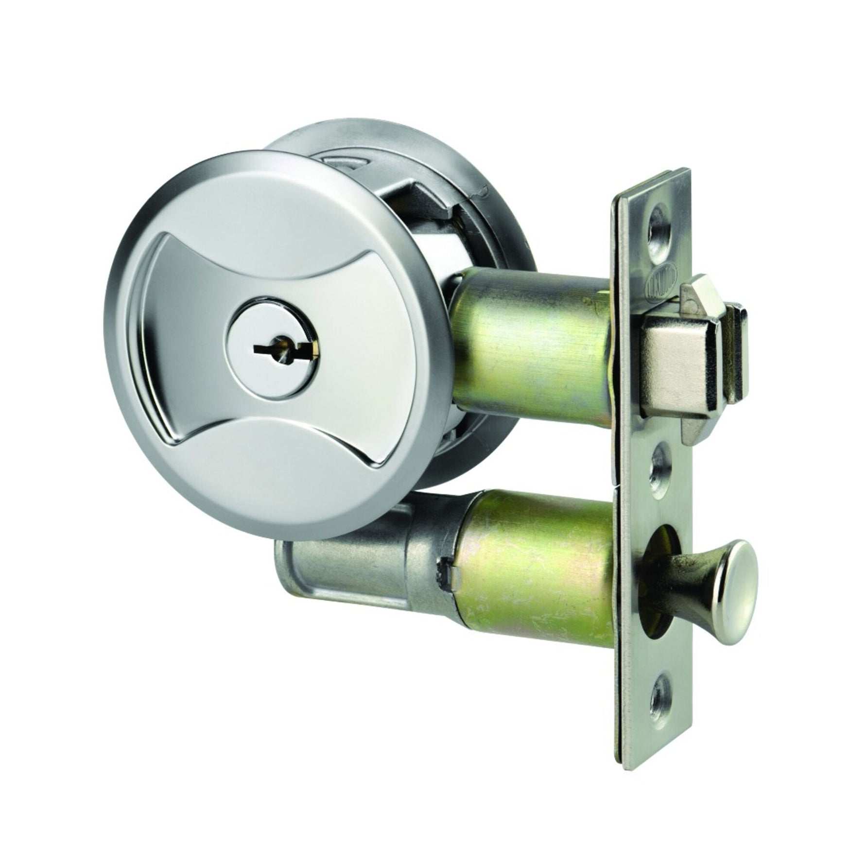 Lockwood Symmetry Round Cavity Sliding Door Satin Pearl Entrance Set DP 7444SPDP