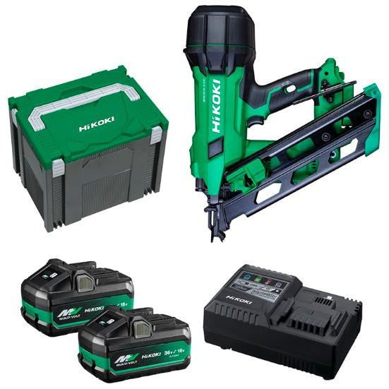 Hikoki 18V Brushless 2 X 2.5Ah/5.0Ah 90mm Framer Nailer Kit NR1890DCAHMZ
