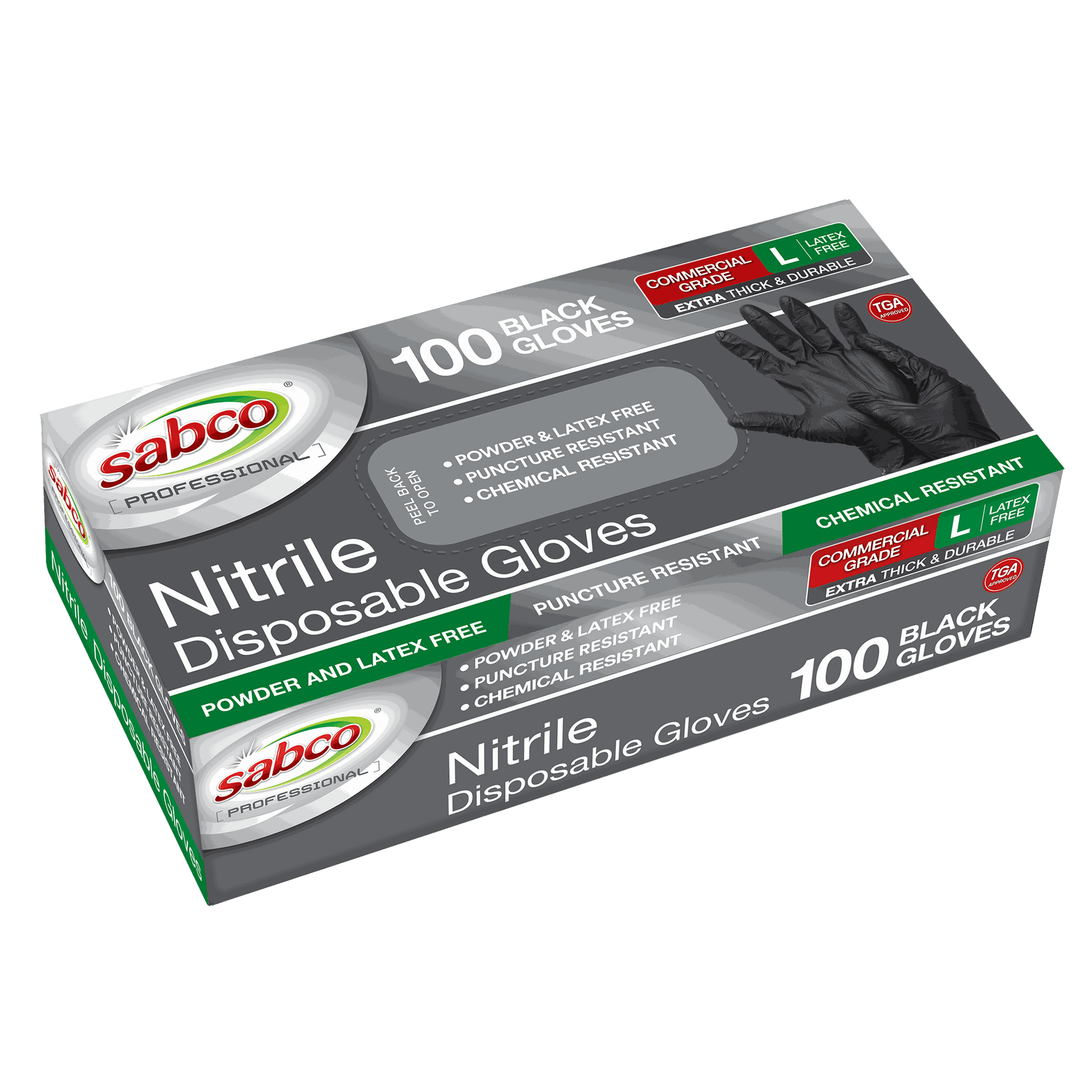 Sabko Professional Black Nitrile Gloves 100PK Large