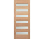 Excel Pacific 6LF Meranti Frosted External Door 2040 x 820 x 40 AC6LFMFED204082040