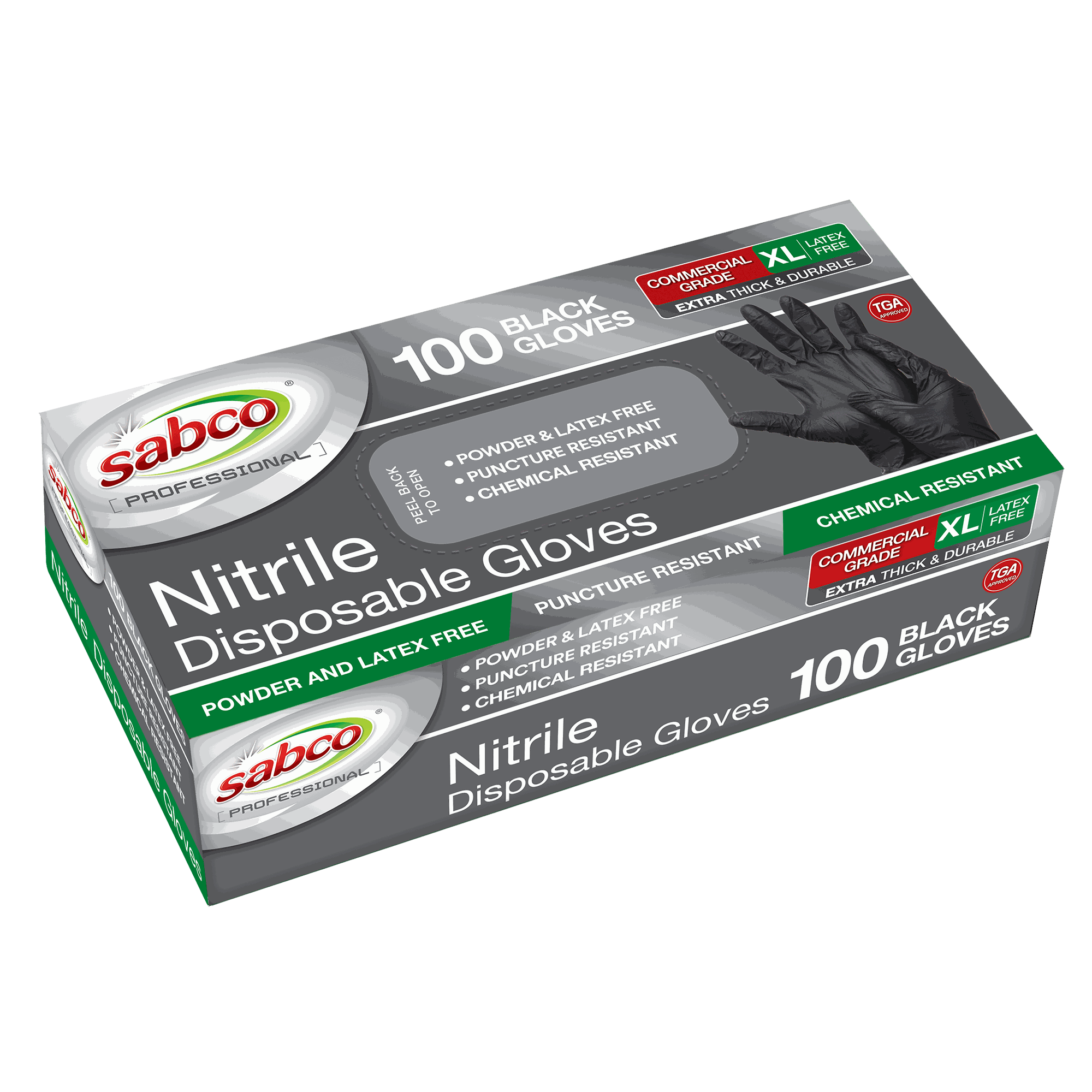 Sabco Professional Black Nitrile Gloves 100PK Extra Large