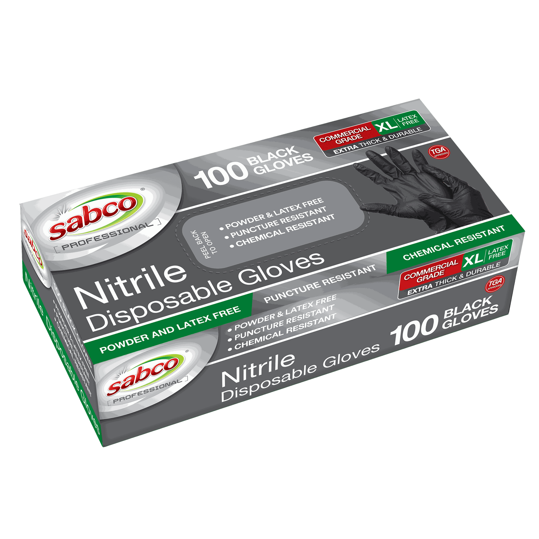 Sabko Professional Black Nitrile Gloves 100PK Extra Large