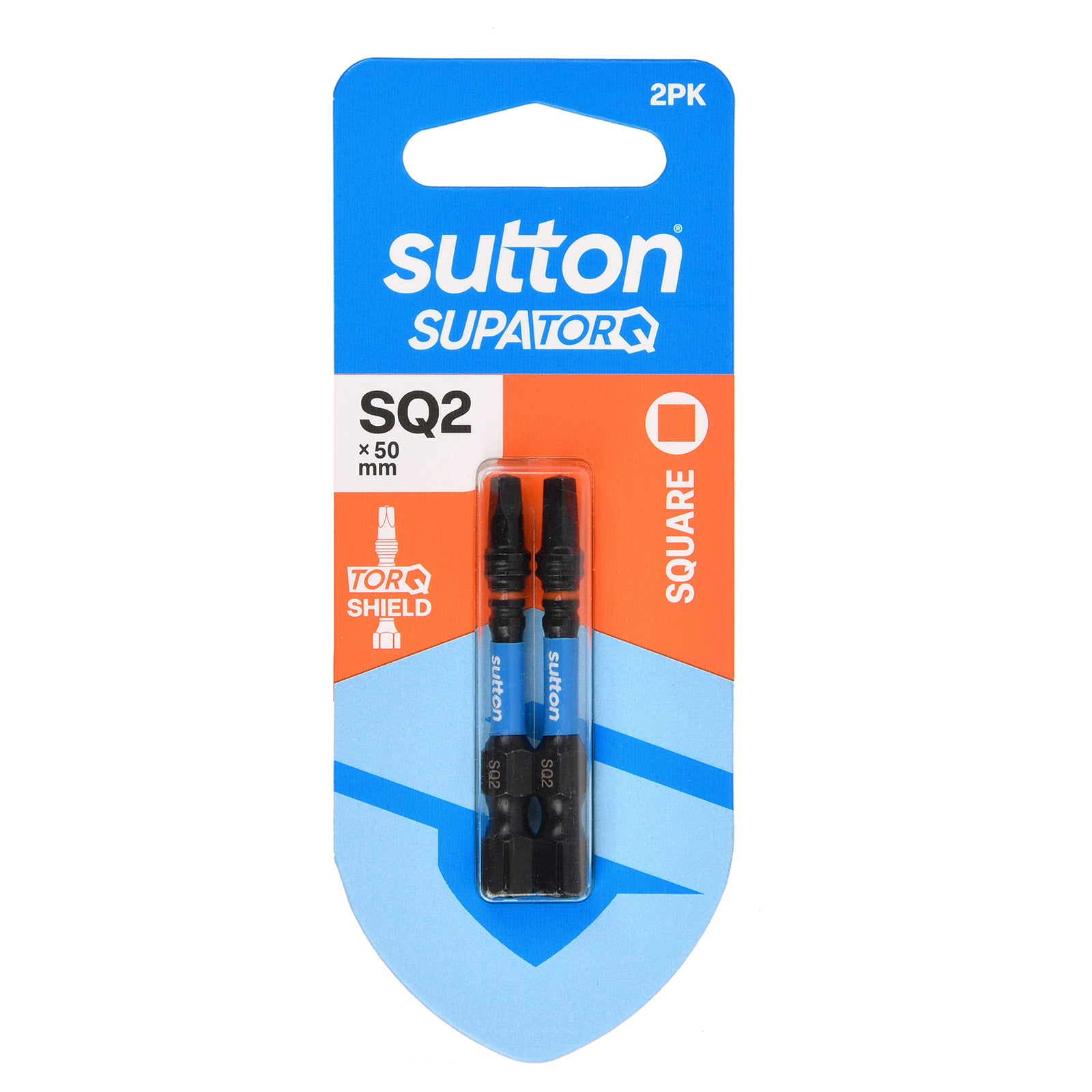 Sutton Tools Screwdriver Bit Supatorq Square/Robertson SQ2 50Mm 2Pk S204H02B02