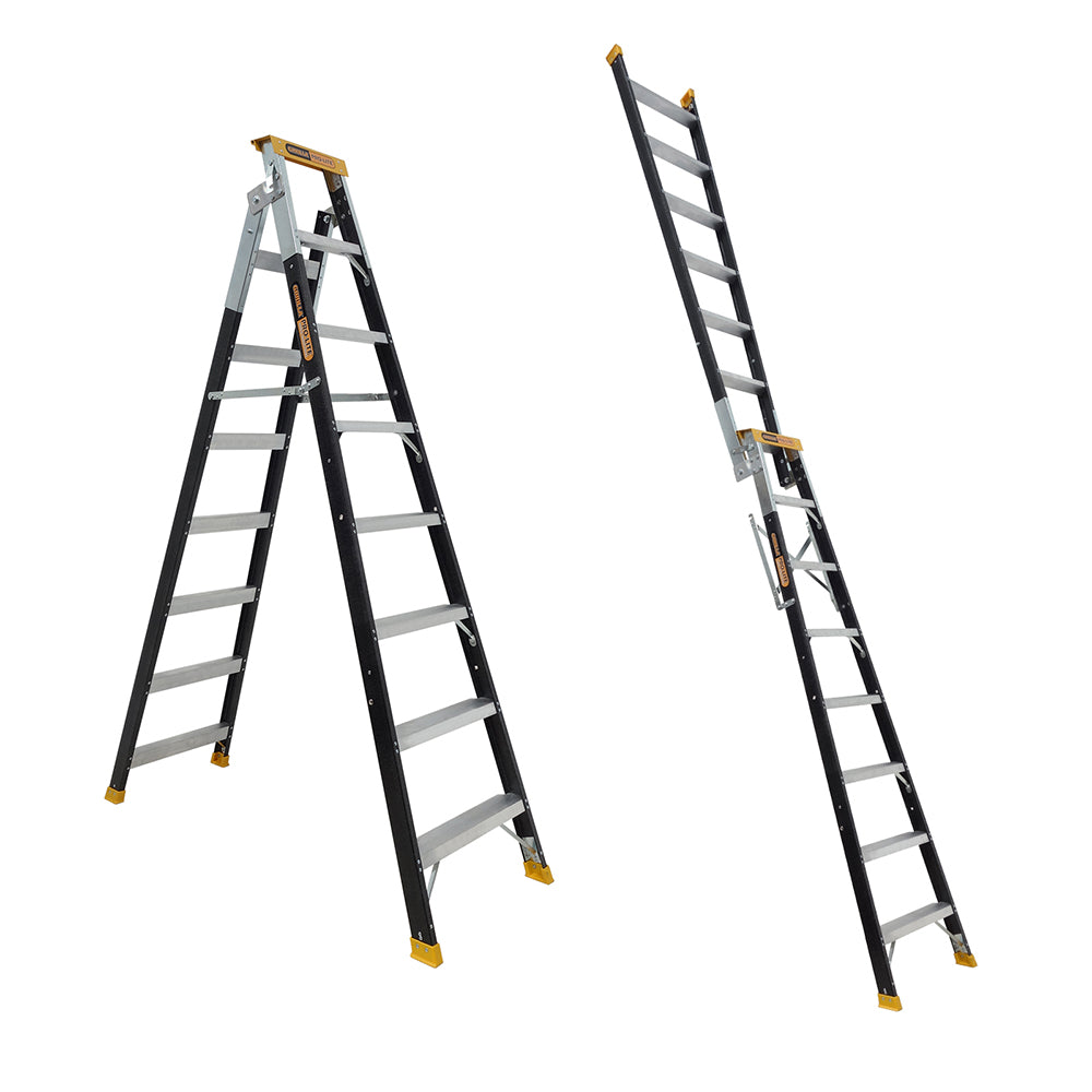 Gorilla FDM008-PRO Pro-Lite 8 Step Fibreglass Dual Purpose Ladder (2.35 - 4.35M) 150kg Industrial