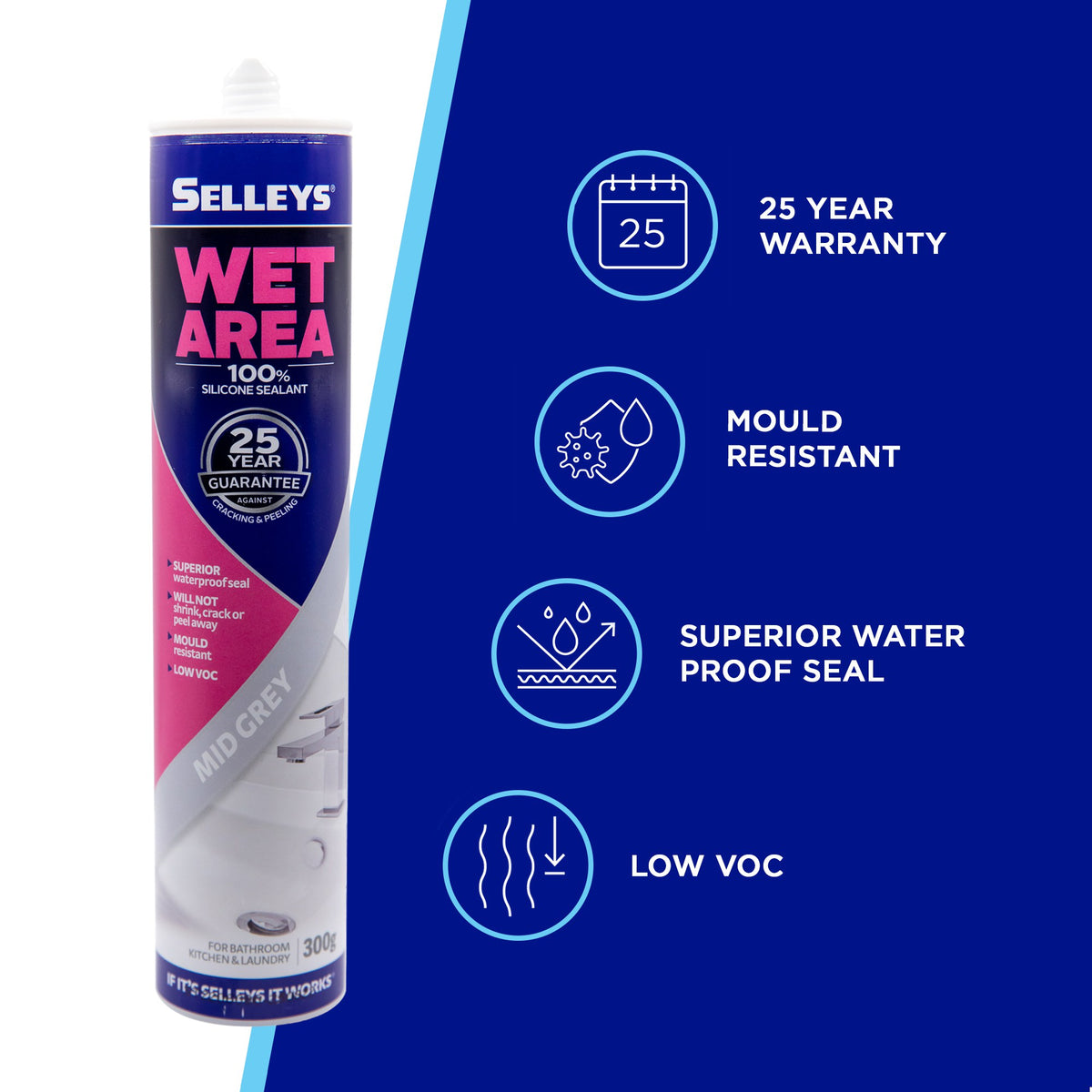 Selleys Wet Area Mid Grey 300G 103007