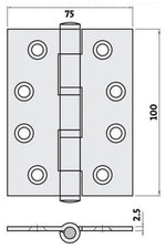 Trio Australia Butt 100x75x2.5 Bt Fp 304Ss Bb R1-175BBF