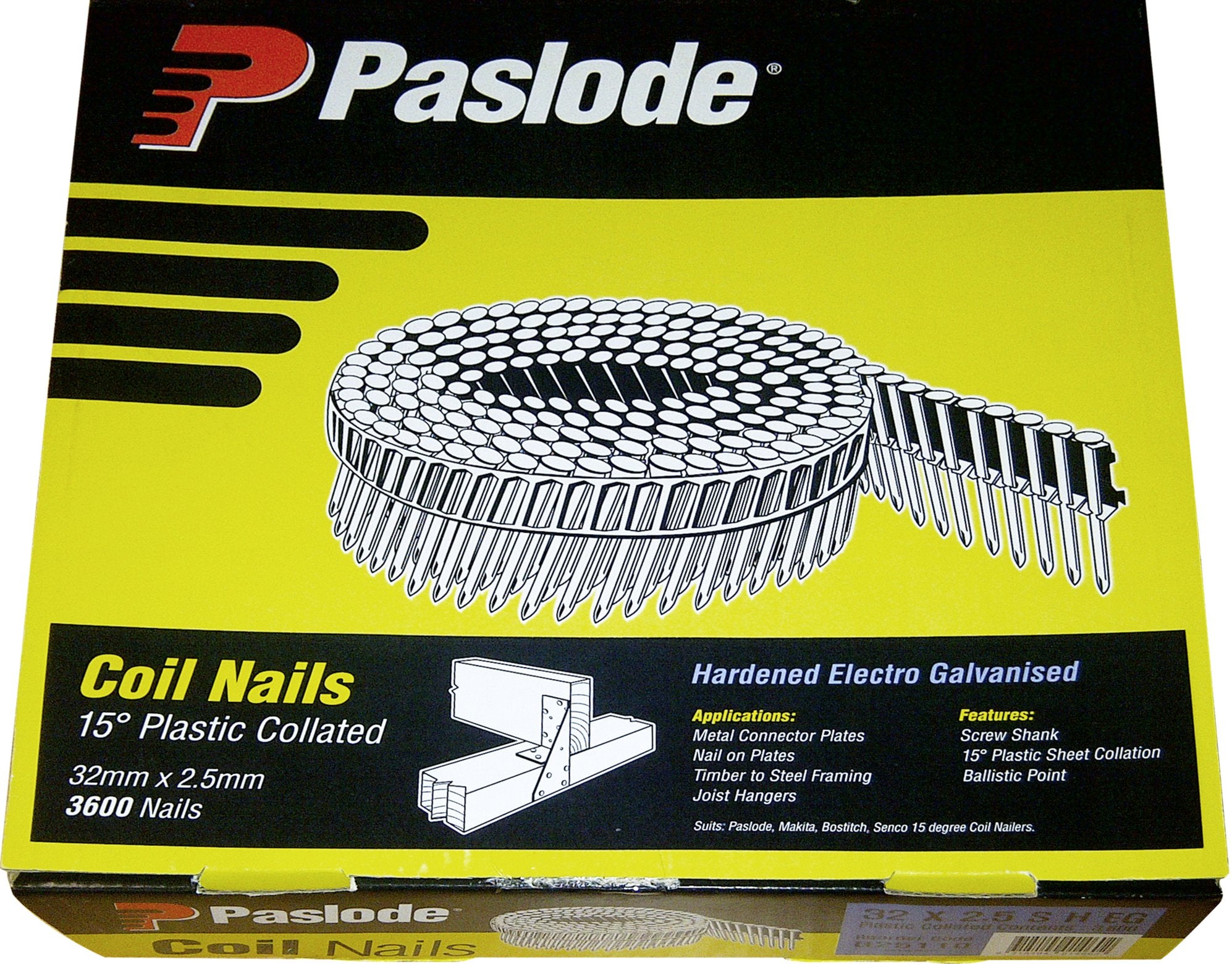 Paslode 32mm Collated Plastic Sheet Nails 3600 Pack B25110