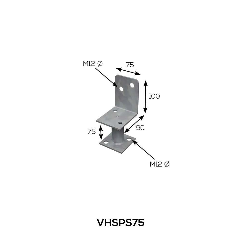 Vuetrade Post Support - 75mm - Half Stirrup VHSPS75