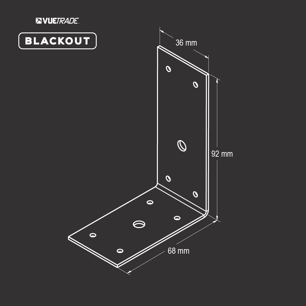 Vuetrade Blackout - Pergola Angle - 92 X 68 X 36 X 1.6 VTPA36BK