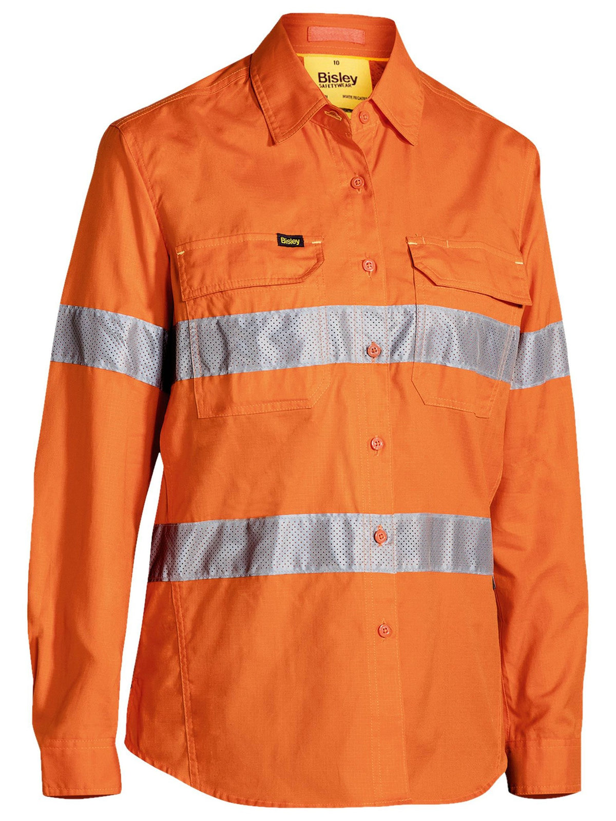 Bisley Workwear BL6416T Women's Orange 22 X Airflow™ Taped Hi Vis Ripstop Shirt BL6416T_BVEO22