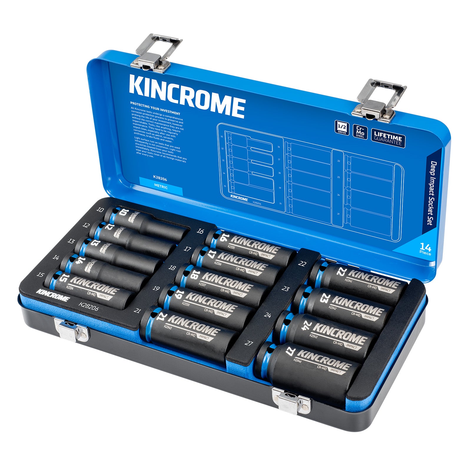Kincrome Impact Deep Sktset 1/2 14P-Met K28206