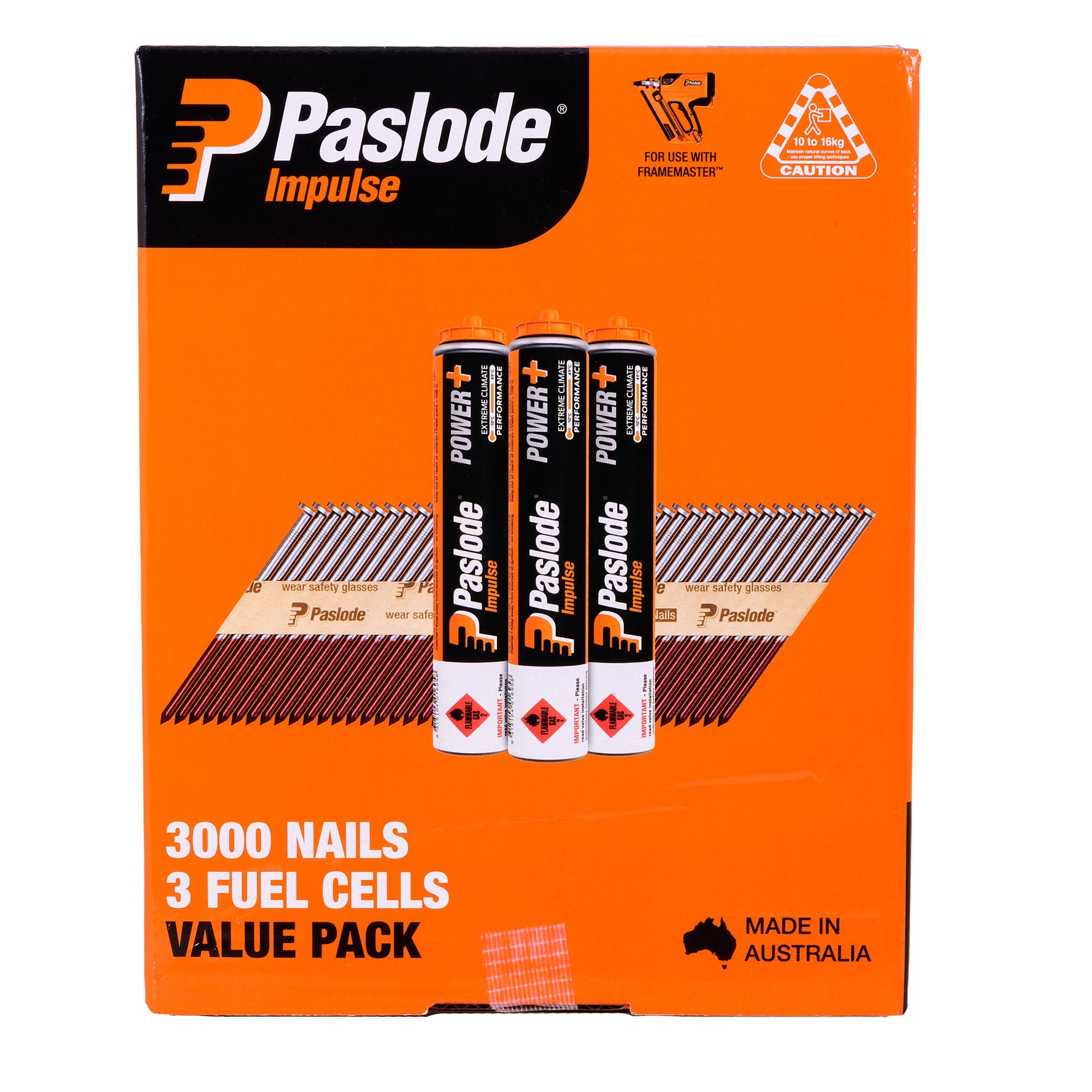Paslode 75mm Framing Nails & 3 Fuel Cells - 3000 Pack B20547V