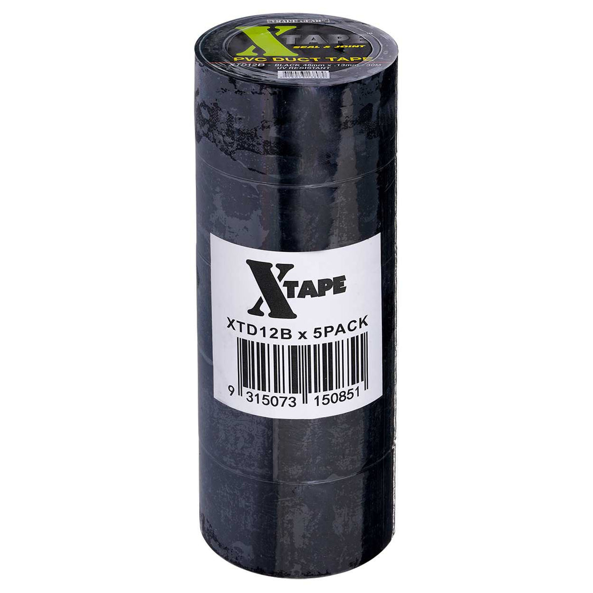 Trade Gear Xtape - Pvc Duct Tape Black 48Mm X 30M XTD12B 5 Pack