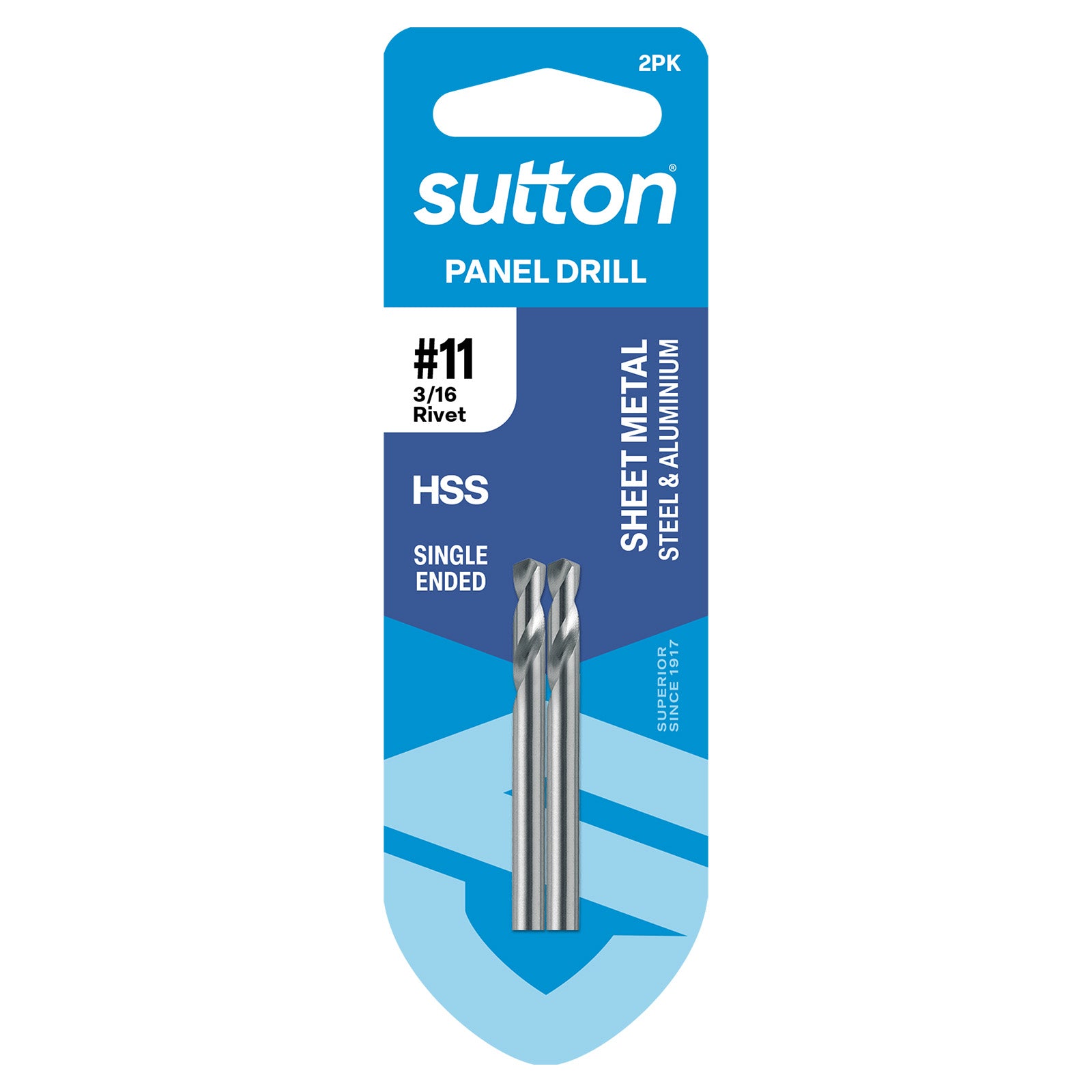 Sutton Tools Drill Panel Shortie Hss Brt #11 (4.85Mm) 2Pk D1310485