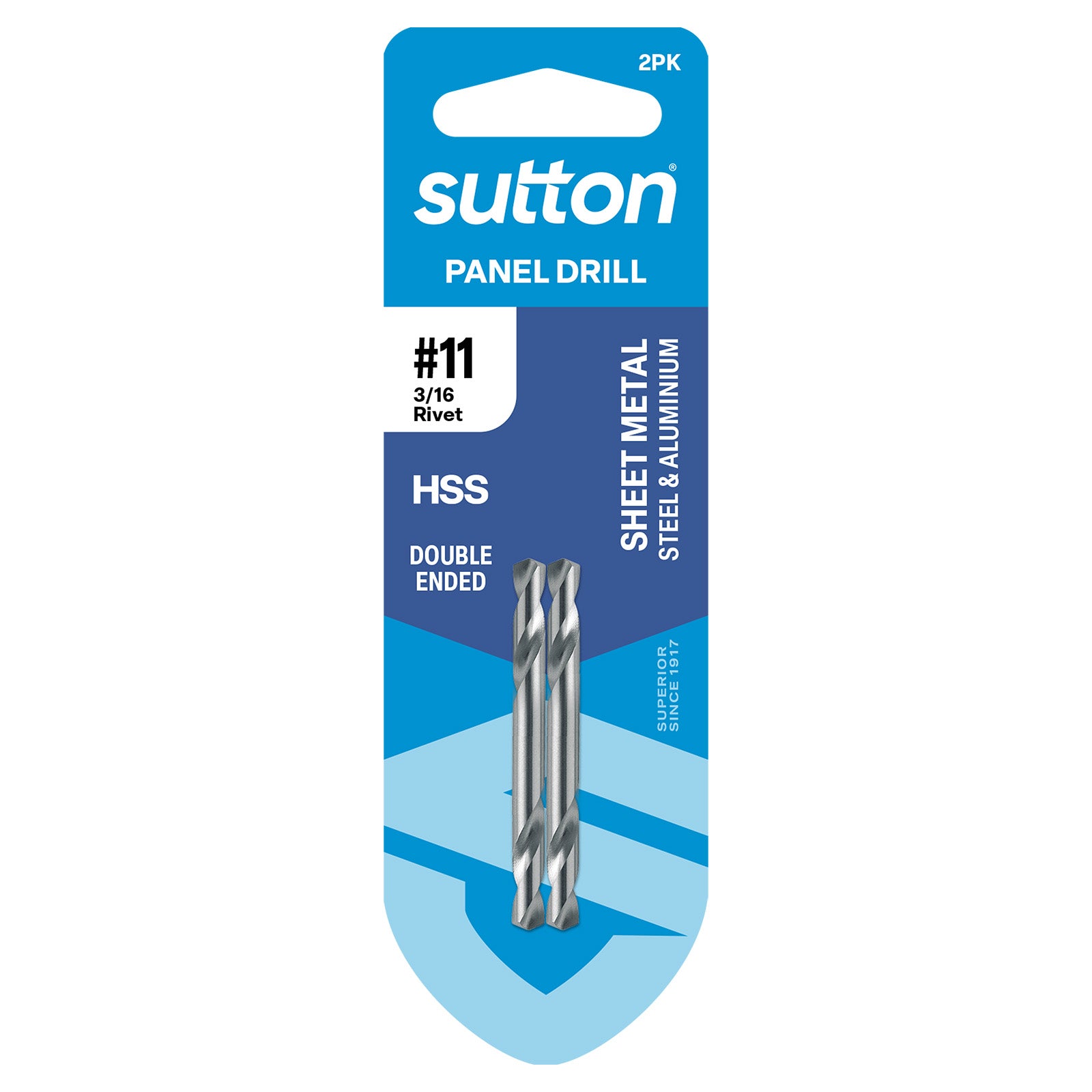 Sutton Tools Drill Panel Tupoint Hss Brt #11 (4.85Mm) 2Pk D1330485