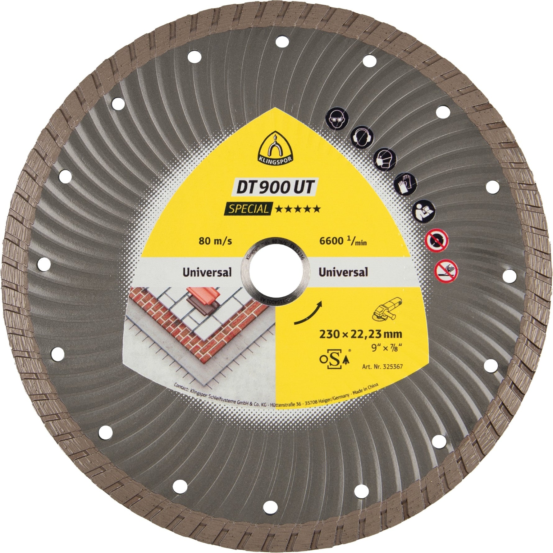 Klingspor 325365 125mm DT 900 UT turbo diamond cutting blade for construction materials/concrete/roof tiles