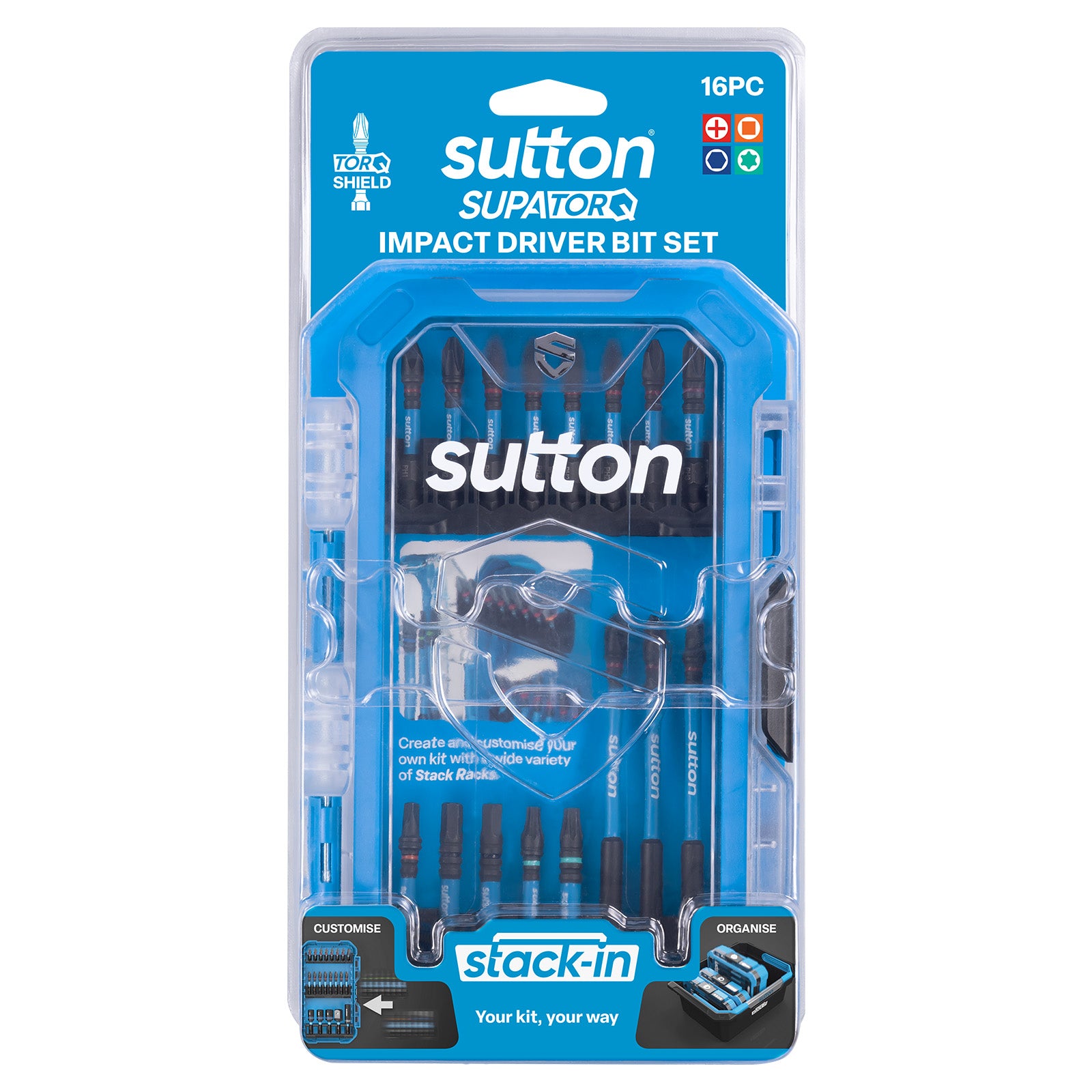 Sutton Tools Scrdrv Bit Supatorq Power Bits Stack-In Set 16Pc S250S16A