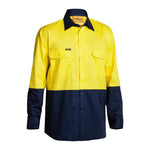 Bisley Workwear BS6895 Men's Yellow/Navy Xl Hi Vis Cool Lightweight Drill Shirt