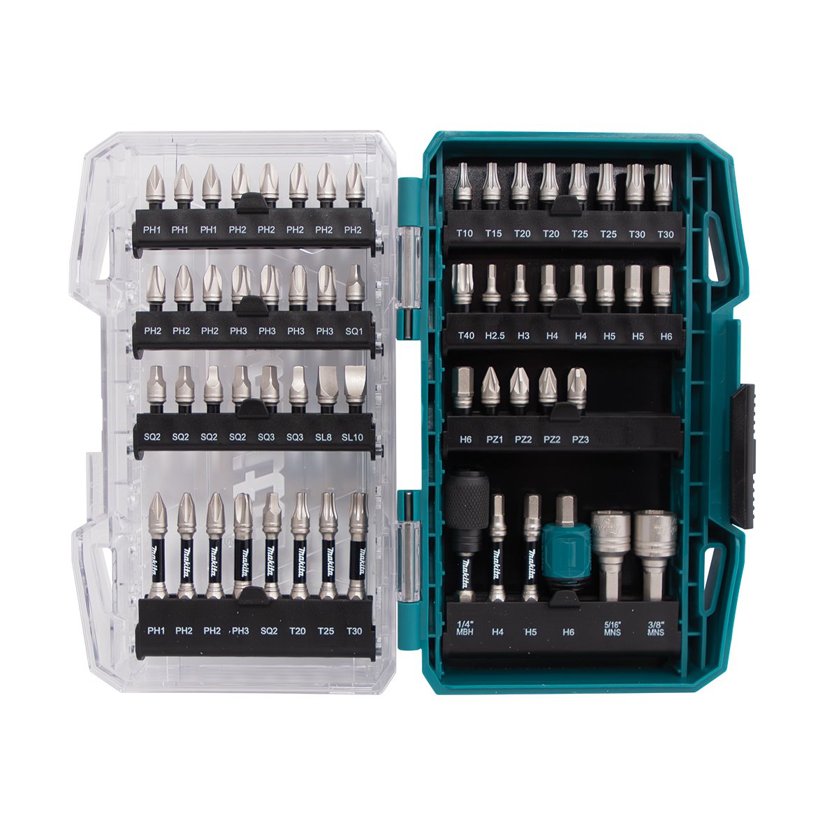 Makita Impact Xps 25 / 50mm Bit Set - With Quick Chuck Bit Holder - 60pc E-19299