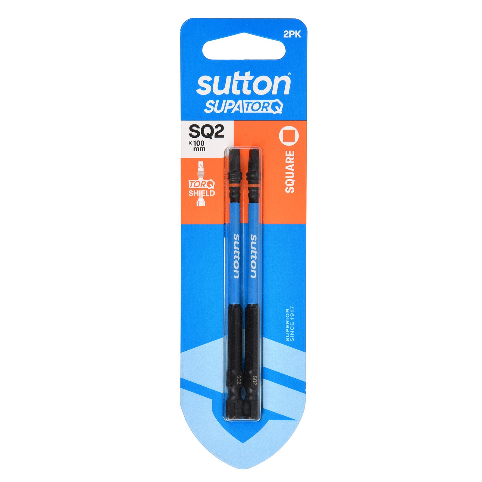 Sutton Tools Screwdriver Bit Supatorq Square/Robertson SQ2 100Mm 2Pk S204H02E02