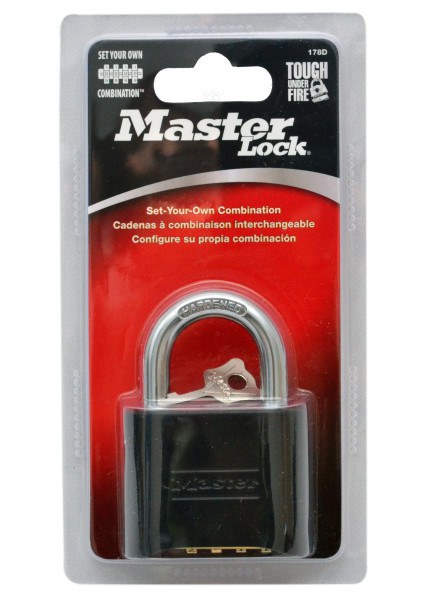 Master Lock Padlock Combi Blk Body Reset 178DAU