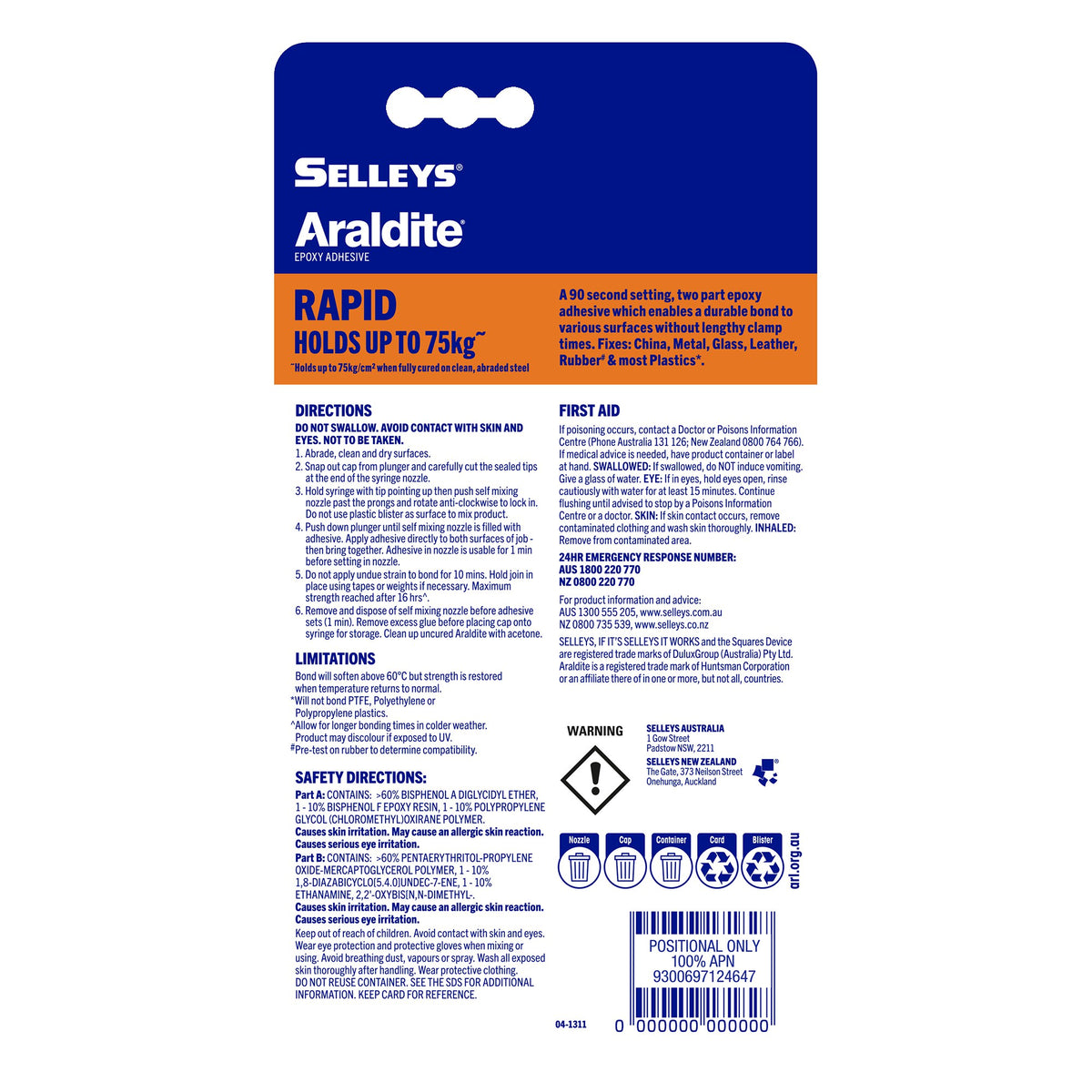 Selleys Araldite Rapid 90 Second 14ml 103793