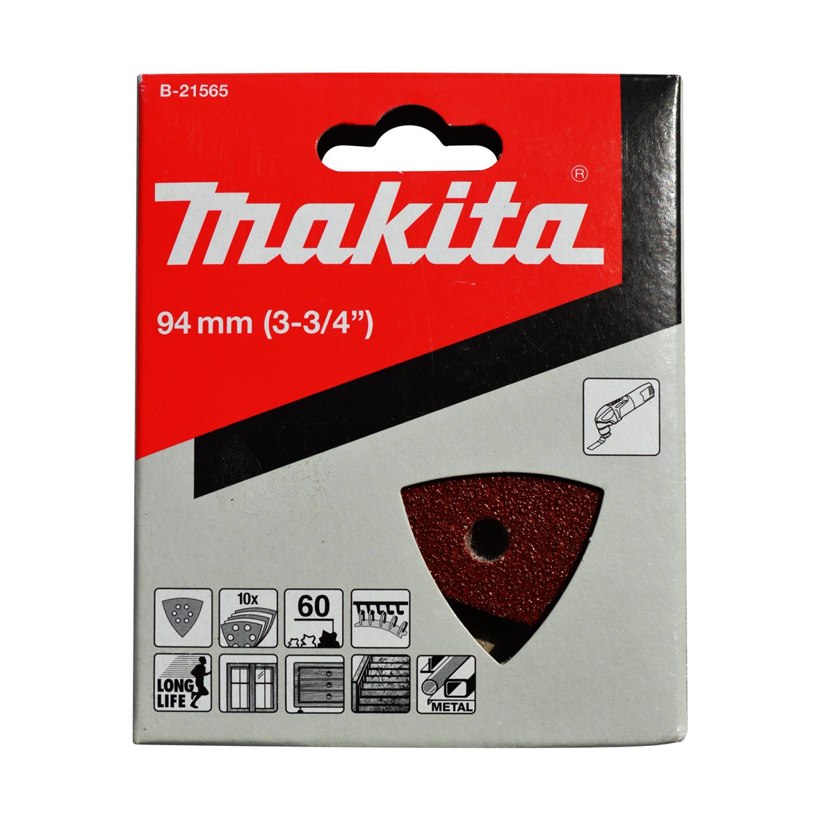 Makita Multitool 60# Grit Sand Paper / Hook & Loop / Red Long Life - 10pk B-21565