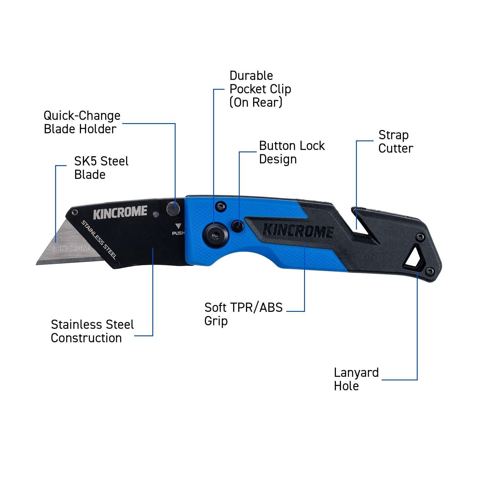 Kincrome Folding Utility Knife-Trpl Grp K6266