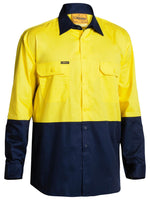 Bisley Workwear BS6895 Men's Yellow/Navy Xl Hi Vis Cool Lightweight Drill Shirt