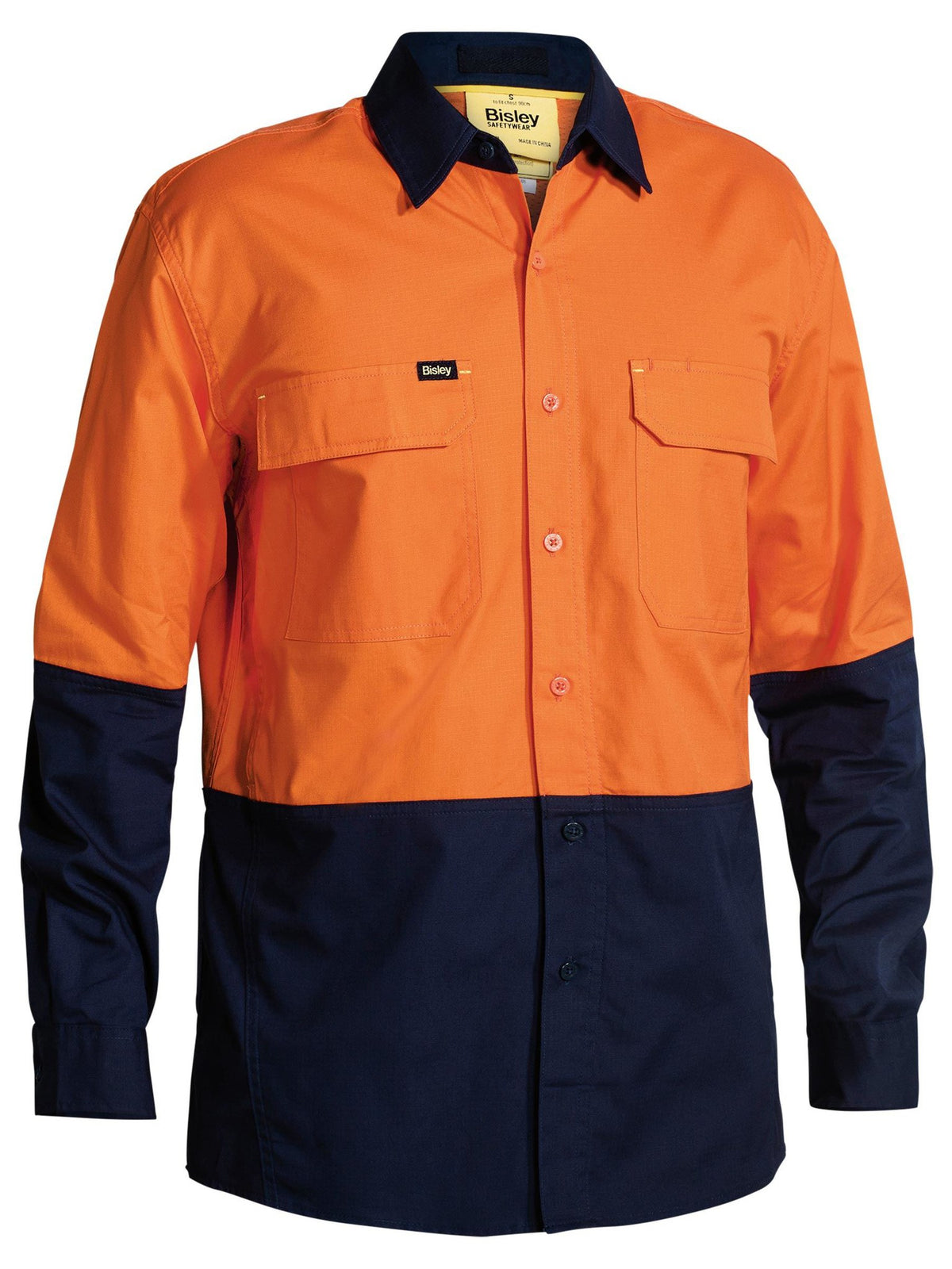 Bisley Workwear BS6415 Men's Orange/Navy 4XL X Airflow™ Hi Vis Ripstop Shirt BS6415_TT024XL