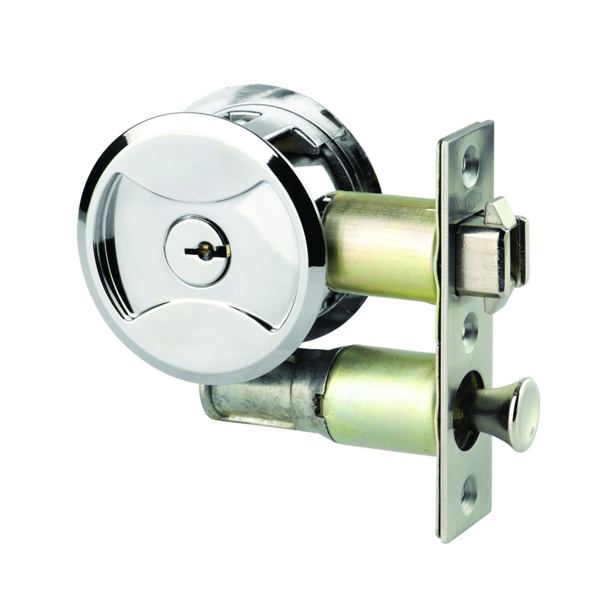 Lockwood Symmetry Round Cavity Sliding Door Chrome Plate Entrance Set DP 7444CPDP