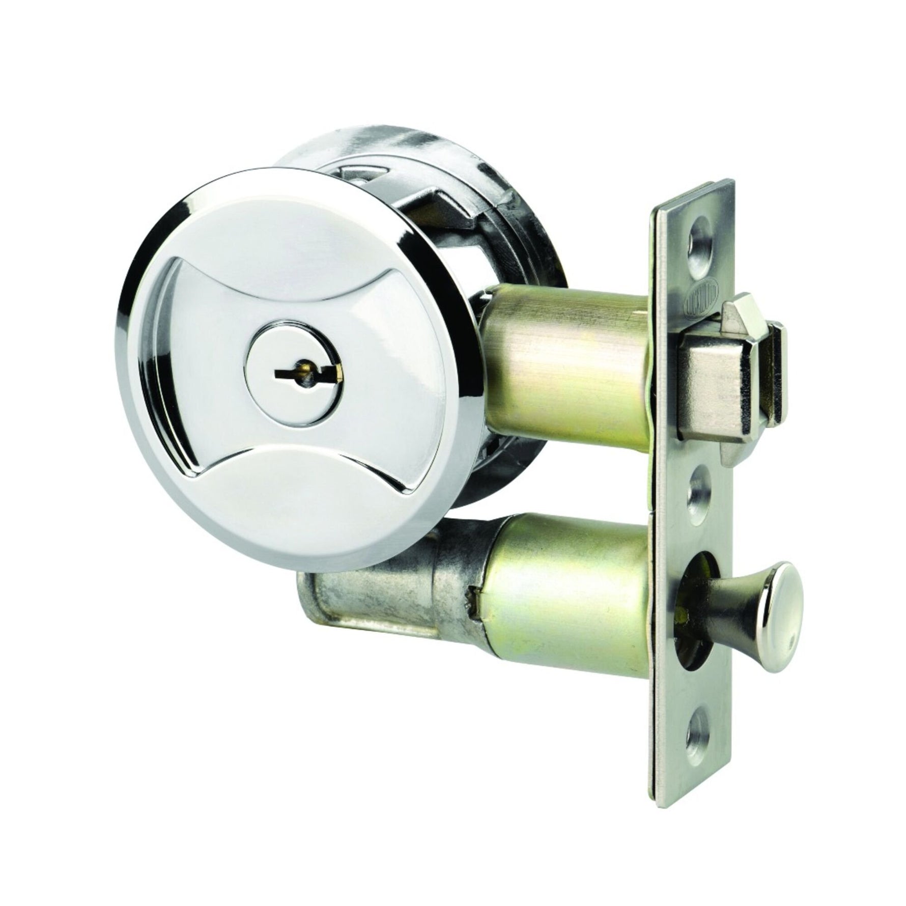 Lockwood Symmetry Round Cavity Sliding Door Chrome Plate Entrance Set DP 7444CPDP