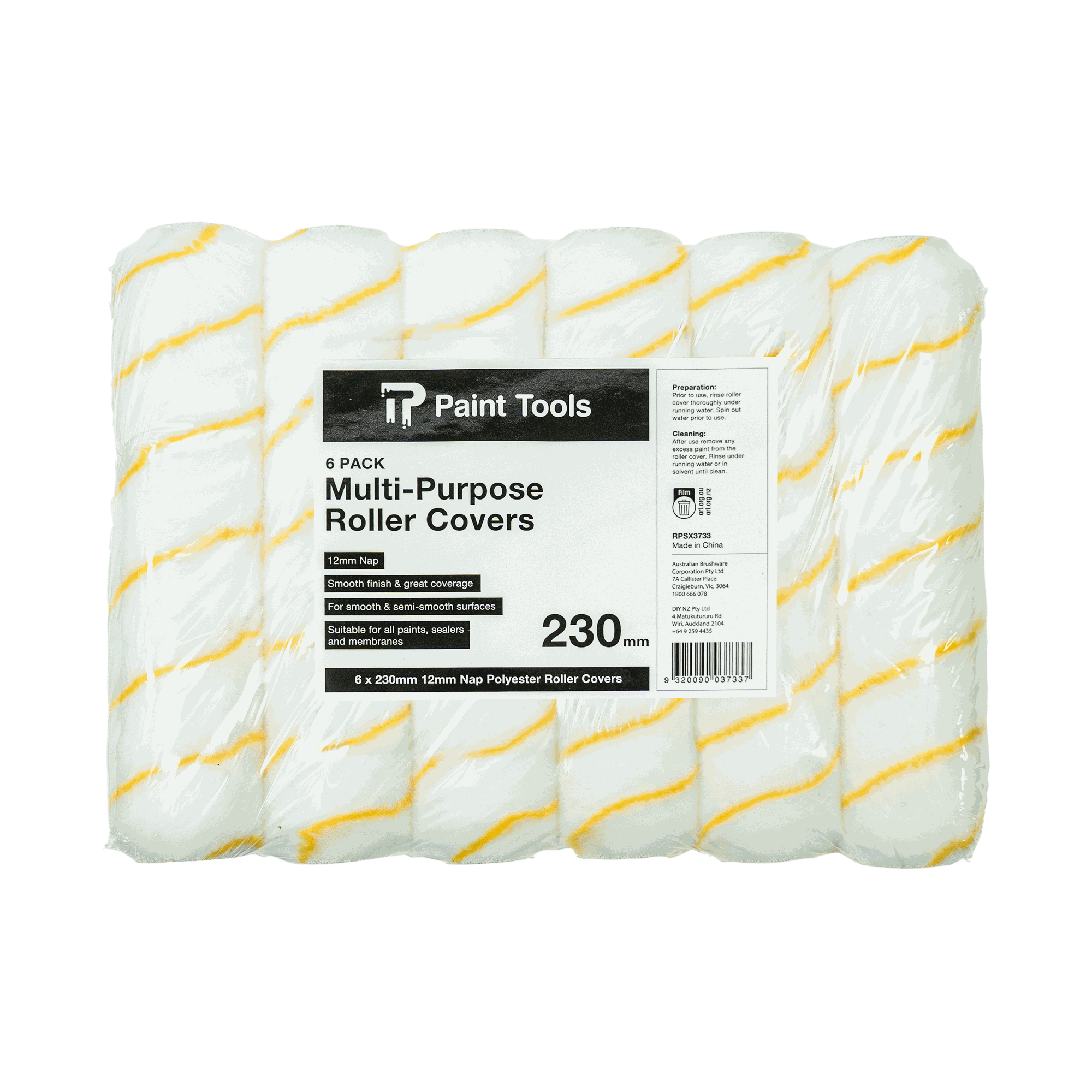 Monarch Paint Tools Roller Covers Value Polyester 230/12mm Pk6
