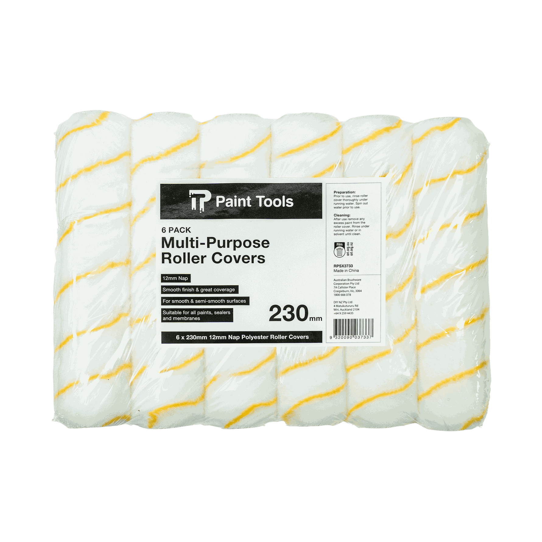 Monarch Paint Tools Roller Covers Value Polyester 230/12mm Pk6