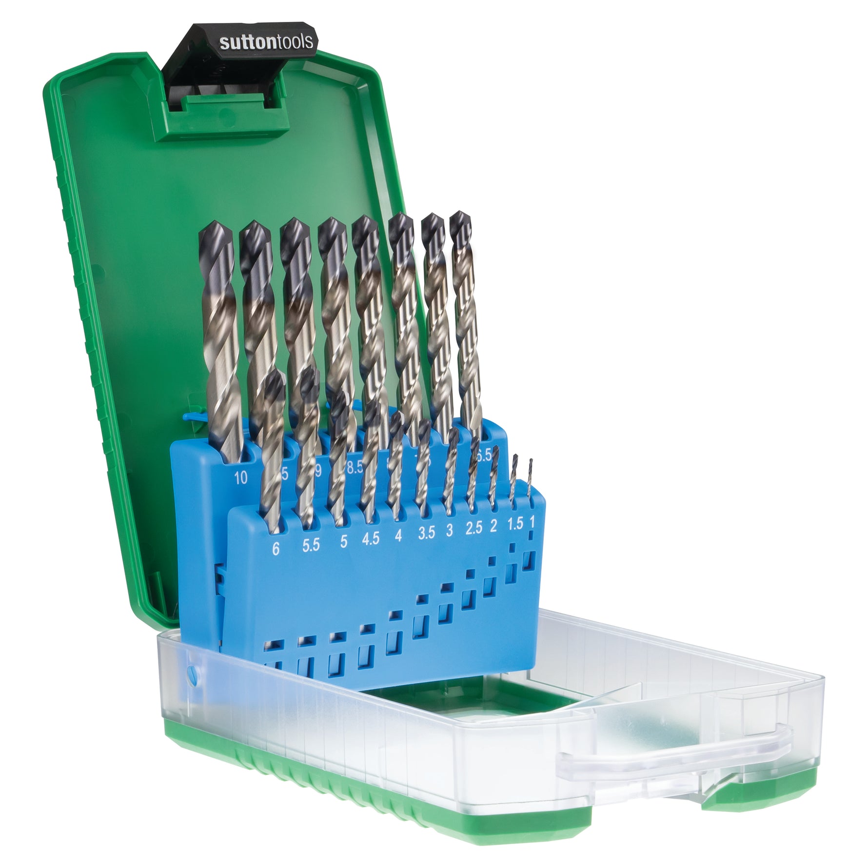 Sutton Tools Drill SM2 Jobber Hss-Tialn-Tip Viper+ Set 1-10Mm 19Pc D179SM2