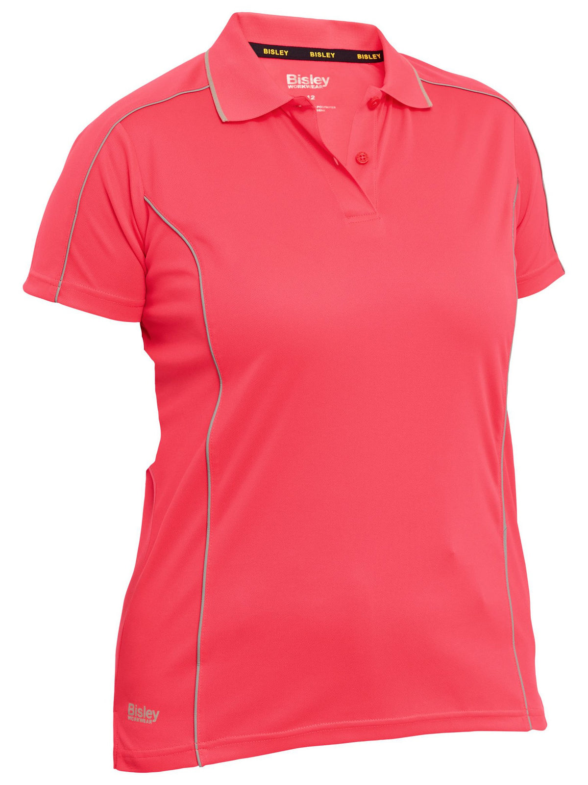Bisley Workwear BKL1425 Women's Hi Vis Pink 12 Cool Mesh Polo With Reflective Piping BKL1425_BF8112