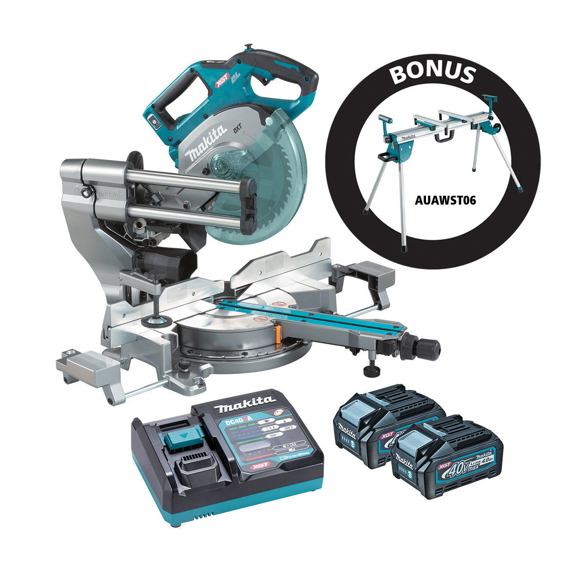 Makita 40V Max XGT 2 X 4.0ah 216mm Slide Compound Mitre Saw Kit LS002GM201
