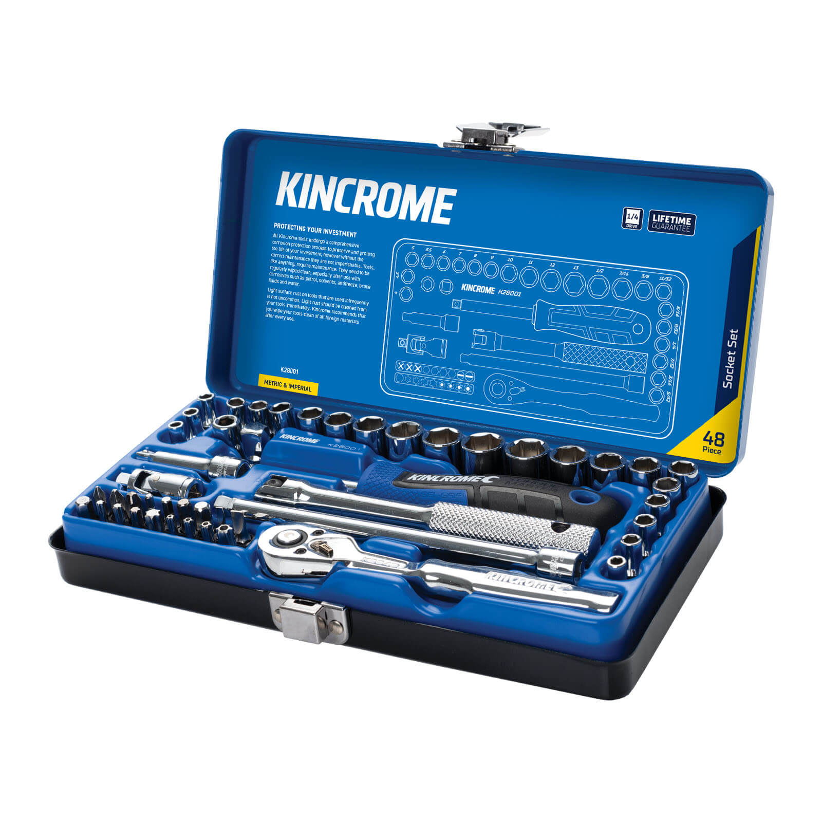 Kincrome Skt Set 48Pc 1/4 Dr Met/Imp K28001