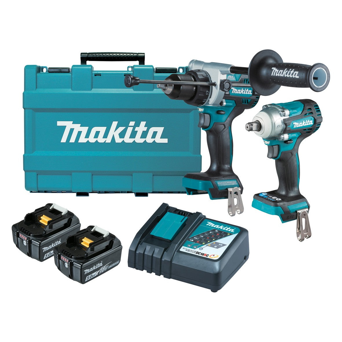 Makita 18V Brushless 2 Piece 2 X 5.0ah Combo Kit DLX2419T