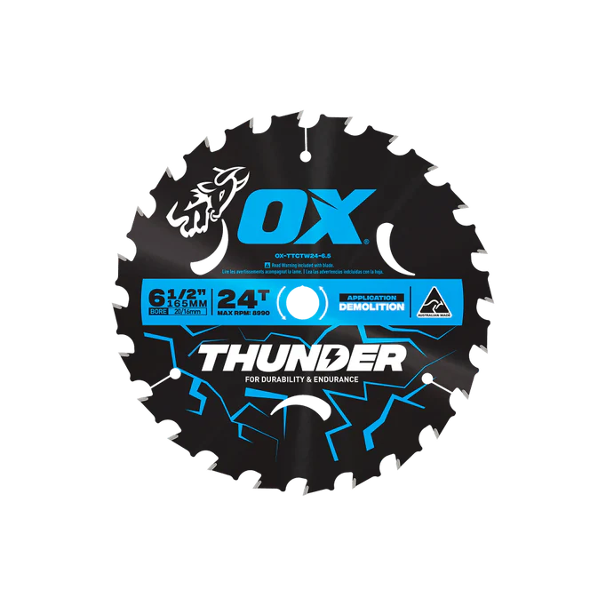 OX 184mm 24T TCT Demo Thunder Circ Saw Blade for Wood OX-TTCTW24-7.25