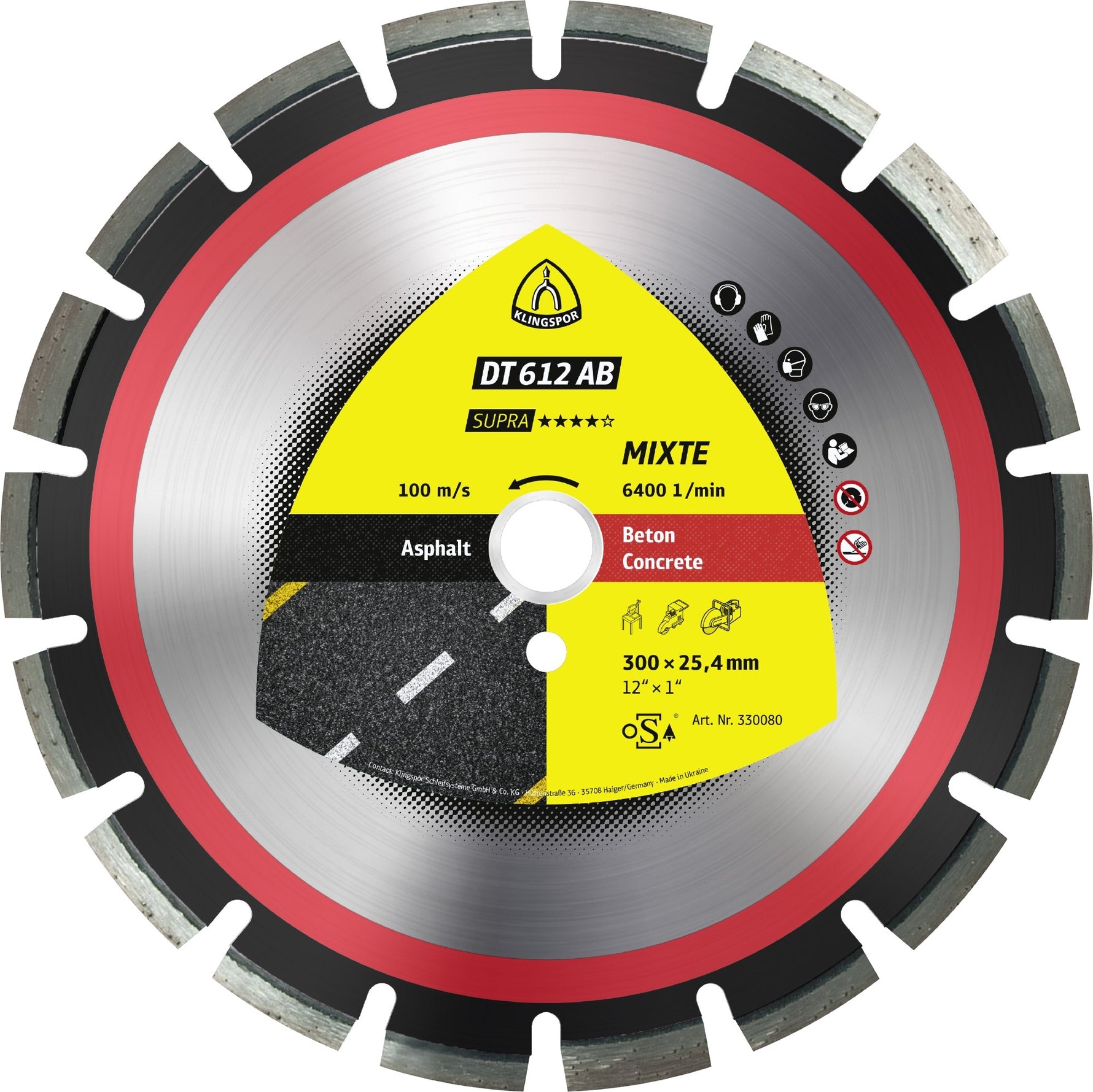 Klingspor 349226 DT 612 AB 400mm x3.6mm x25.4mm large diamond cutting blade