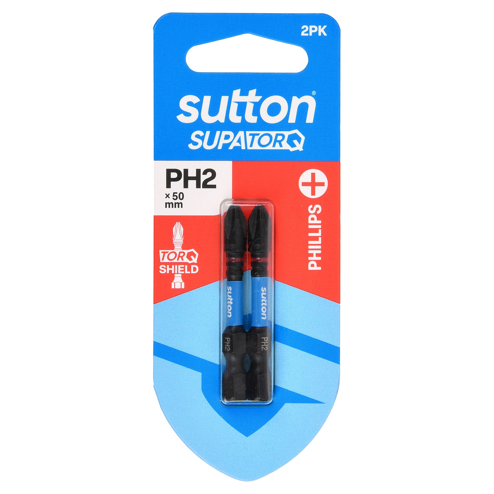 Sutton Tools Screwdriver Bit Supatorq Phillips PH2 50Mm 2Pk S200H02B02